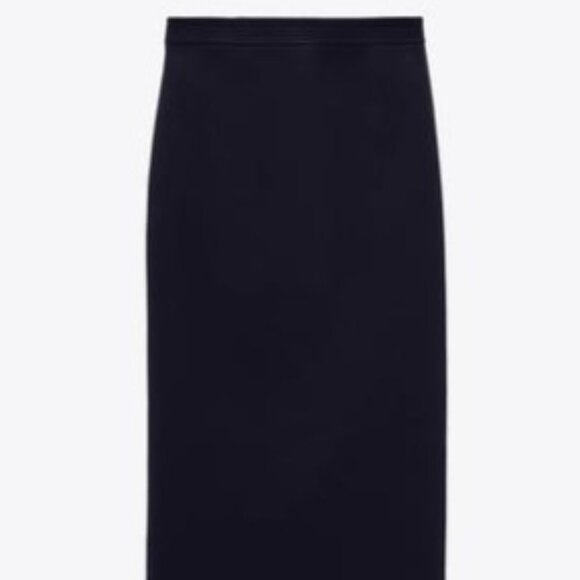 Navy Blue Midi Tube Straight Skirt Large - Picture 2 of 9